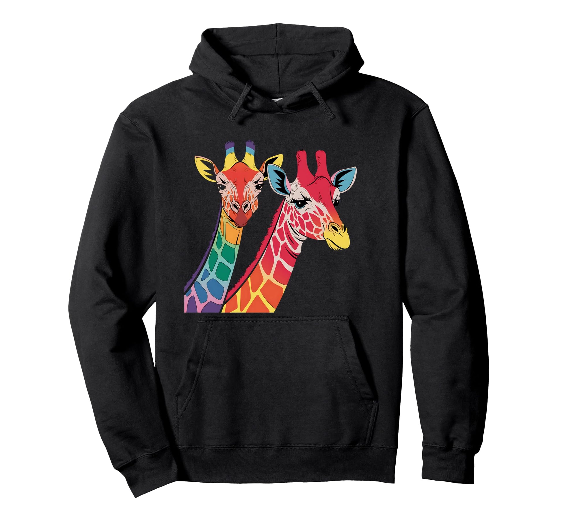 Colorful Giraffes Rainbow Gradient Art Hoodie - Casual Everyday Wear Unisex - T-Shirt, Sweatshirt, Hoodie