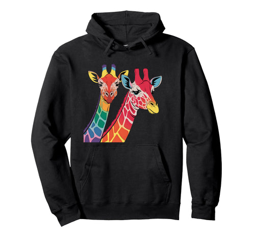 Colorful Giraffes Rainbow Gradient Art Hoodie - Casual Everyday Wear Unisex - T-Shirt, Sweatshirt, Hoodie