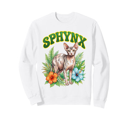 Sphynx Groovy Floral Sphynx Sweatshirt - Unique Graphic Men Women - T-Shirt, Sweatshirt, Hoodie