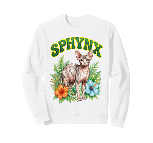 Sphynx Groovy Floral Sphynx Sweatshirt - Unique Graphic Men Women - T-Shirt, Sweatshirt, Hoodie