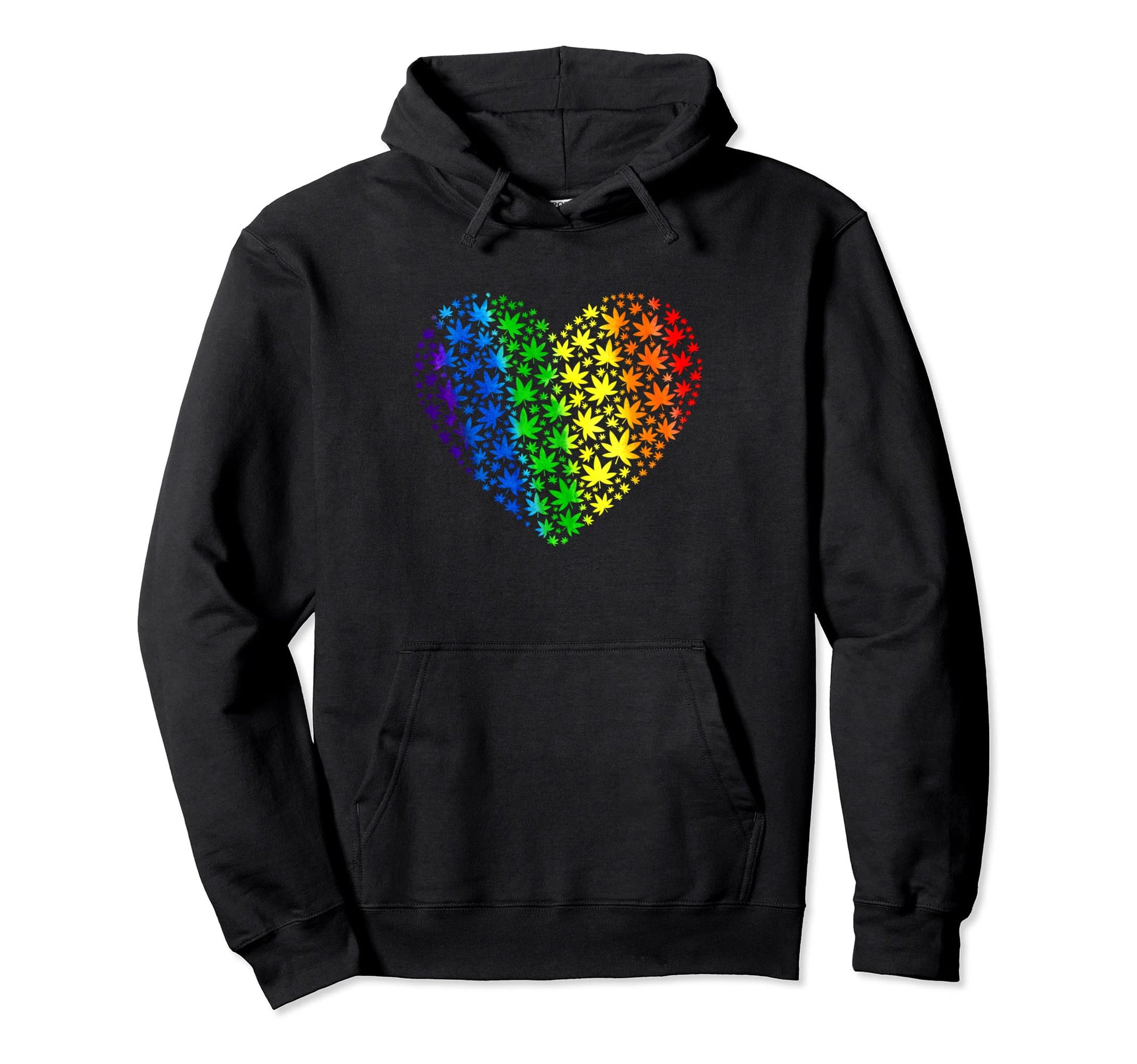 Funny Rainbow Marijuana Heart Lgbt Weed Hoodie - Minimalist Print Unisex - T-Shirt, Sweatshirt, Hoodie