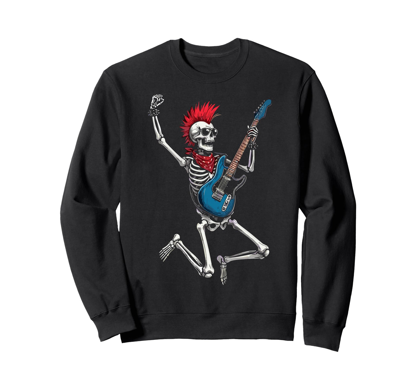 Funny Skeleton Playing Guitar Usa Sweatshirt - Streetwear Style for Adults - T-Shirt, Sweatshirt, Hoodie