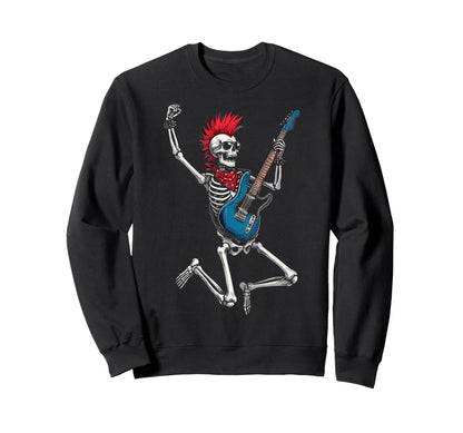 Funny Skeleton Playing Guitar Usa Sweatshirt - Streetwear Style for Adults - T-Shirt, Sweatshirt, Hoodie