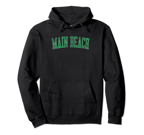Main Beach Distressed Green Varsity Hoodie - Streetwear Style for Adults - T-Shirt, Sweatshirt, Hoodie
