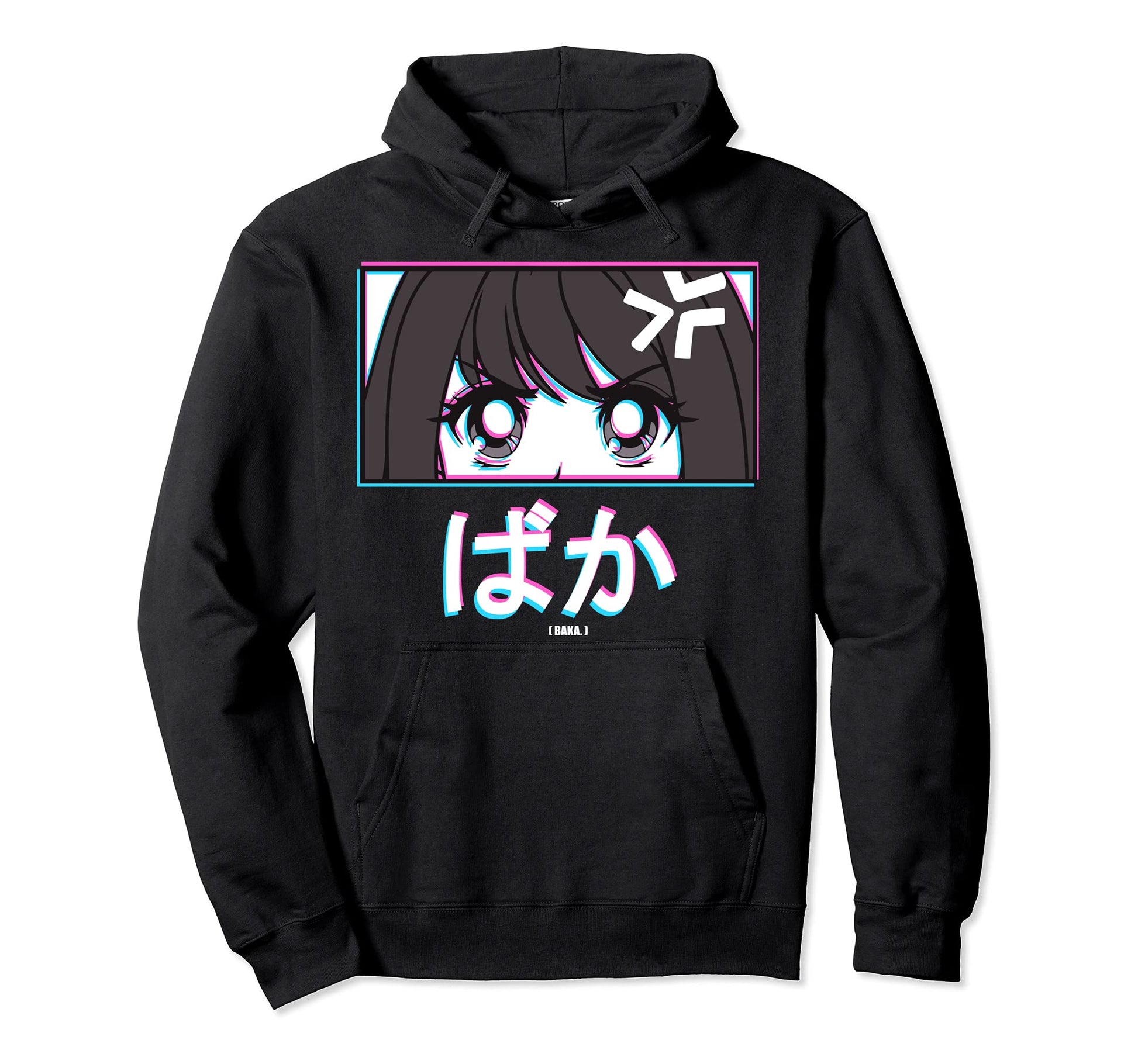 Japanese Word Baka Anime Glitch Hoodie - Minimalist Print Men Women - T-Shirt, Sweatshirt, Hoodie