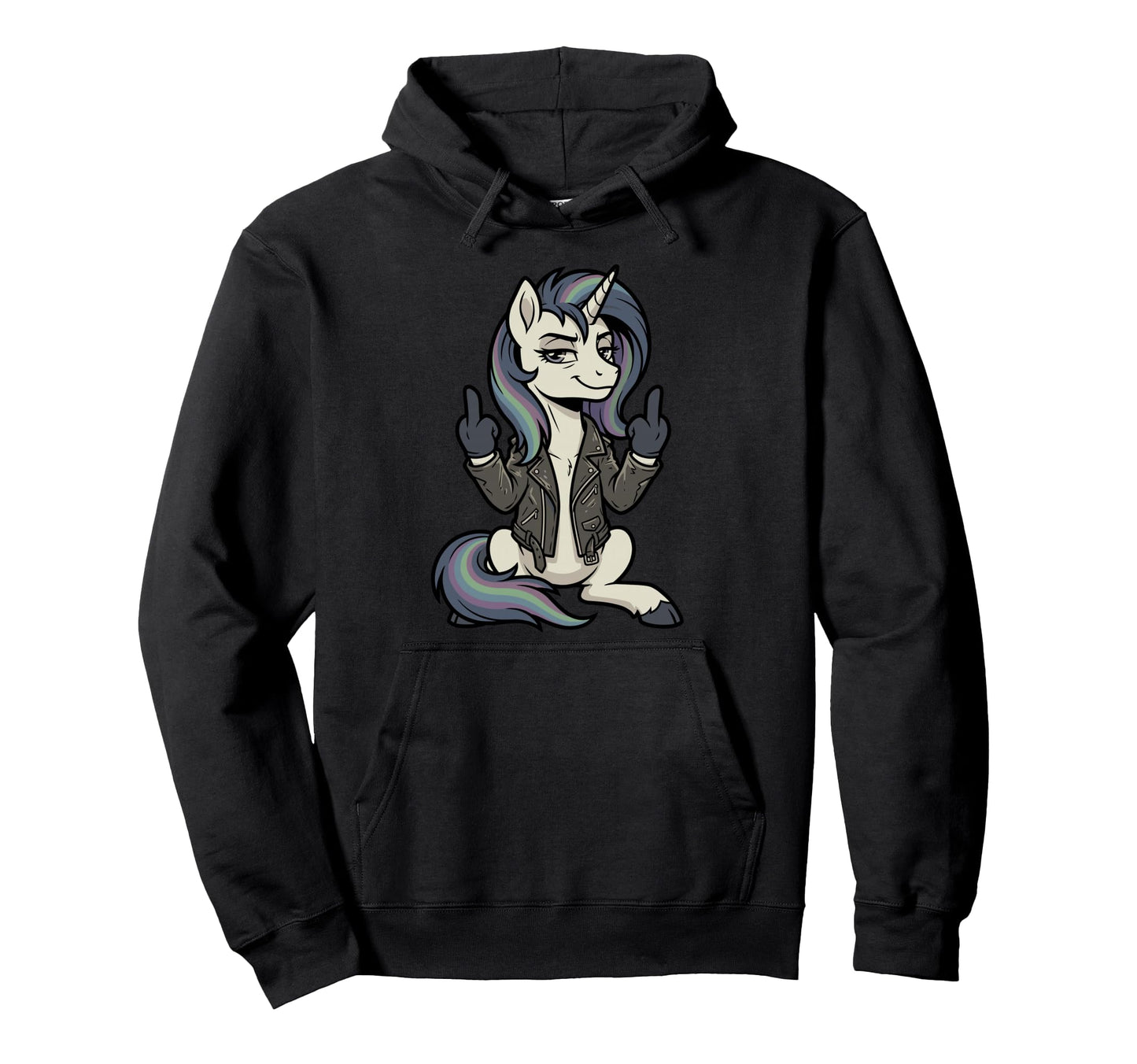 Sarcastic Unicorn Punk Rock Attitude Hoodie - Minimalist Print for Adults - T-Shirt, Sweatshirt, Hoodie