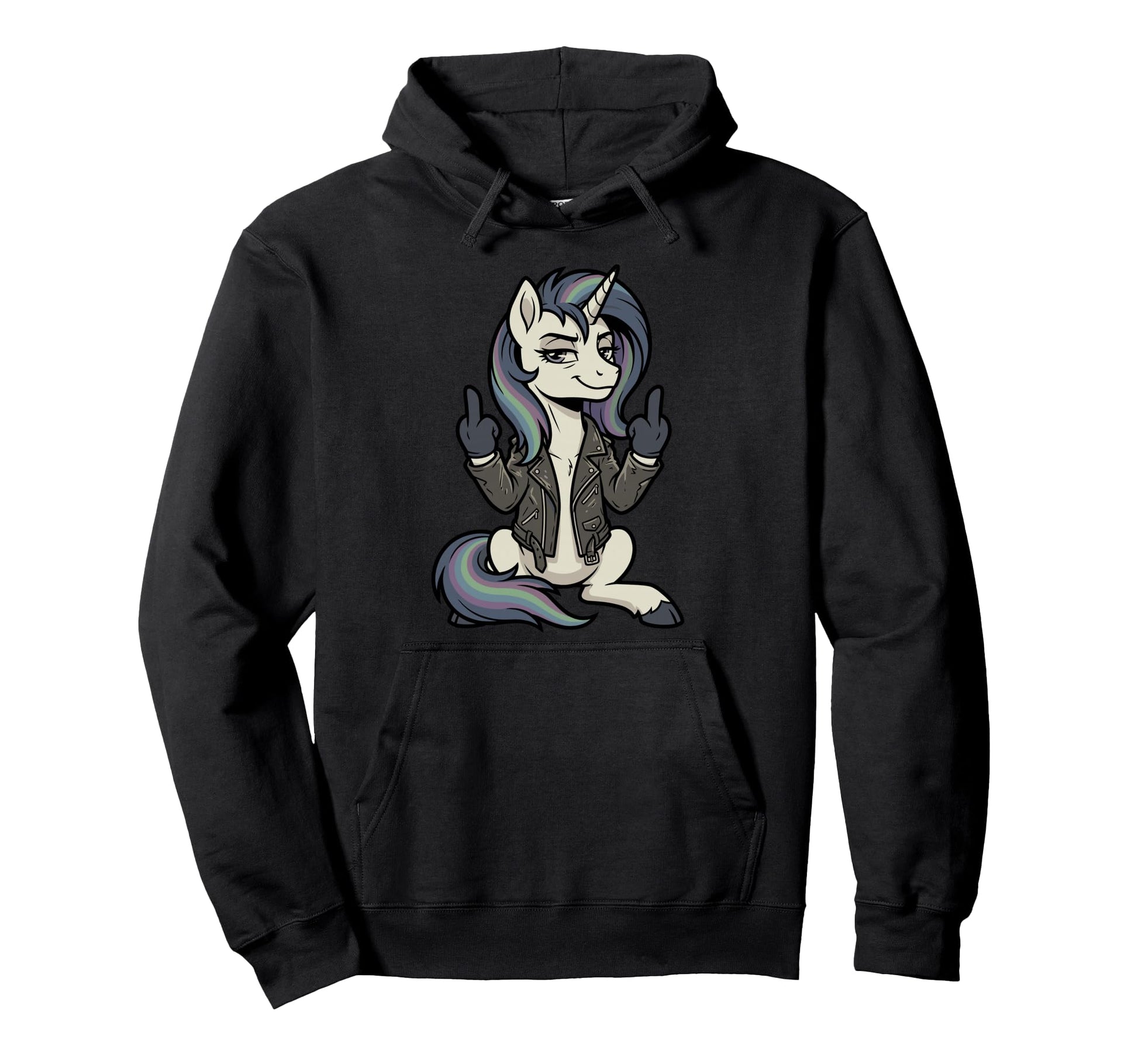 Sarcastic Unicorn Punk Rock Attitude Hoodie - Minimalist Print for Adults - T-Shirt, Sweatshirt, Hoodie
