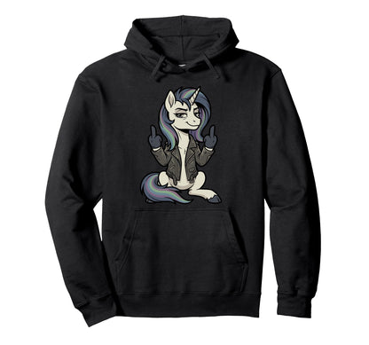 Sarcastic Unicorn Punk Rock Attitude Hoodie - Minimalist Print for Adults - T-Shirt, Sweatshirt, Hoodie