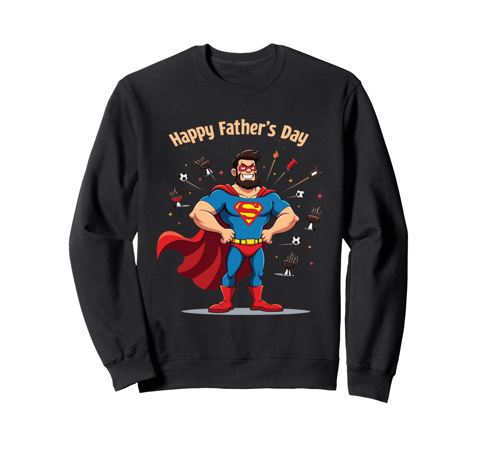 Happy Fathers Day Hero Dad Bbq Gamer Sweatshirt - Novelty Apparel Unisex - T-Shirt, Sweatshirt, Hoodie