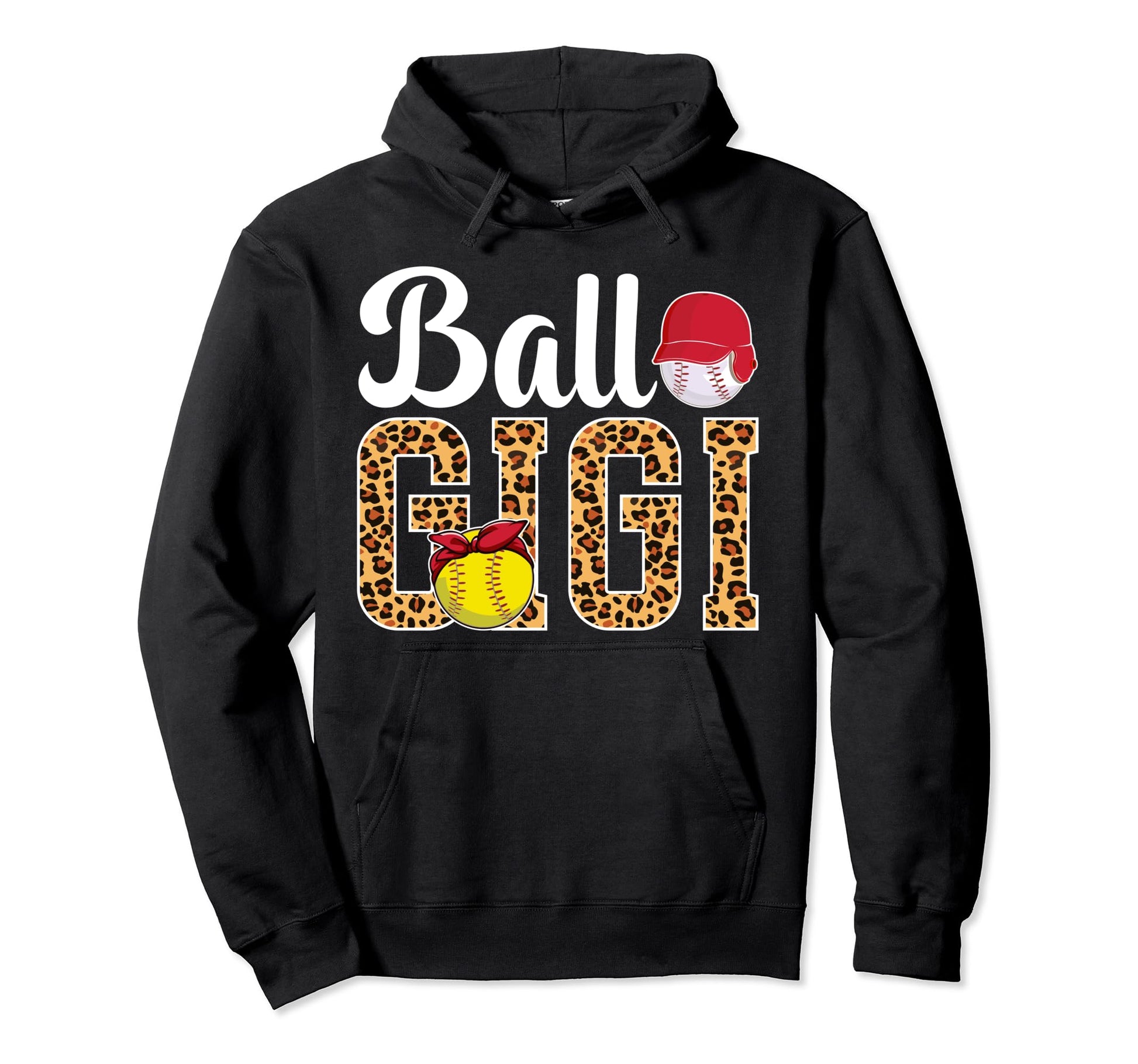 Ball Gigi Leopard Softball Baseball Gigi Hoodie - Graphic Print Men Women - T-Shirt, Sweatshirt, Hoodie