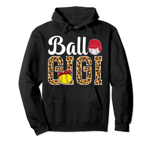 Ball Gigi Leopard Softball Baseball Gigi Hoodie - Graphic Print Men Women - T-Shirt, Sweatshirt, Hoodie