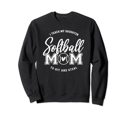 Softball Game Mom Day Heart Sweatshirt - Casual Everyday Wear Unisex - T-Shirt, Sweatshirt, Hoodie