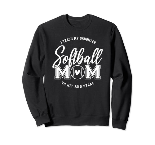 Softball Game Mom Day Heart Sweatshirt - Casual Everyday Wear Unisex - T-Shirt, Sweatshirt, Hoodie