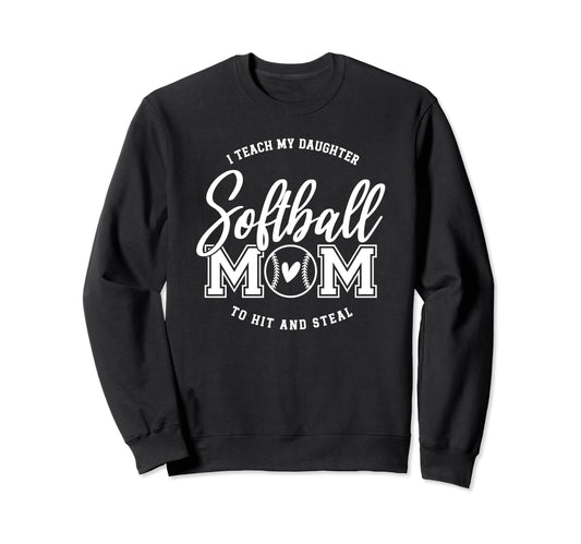 Softball Game Mom Day Heart Sweatshirt - Casual Everyday Wear Unisex - T-Shirt, Sweatshirt, Hoodie