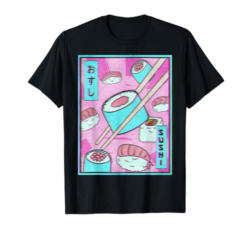 Vaporwave Aesthetic Sushi Glitch T-Shirt - Custom Art Print Men Women - T-Shirt, Sweatshirt, Hoodie