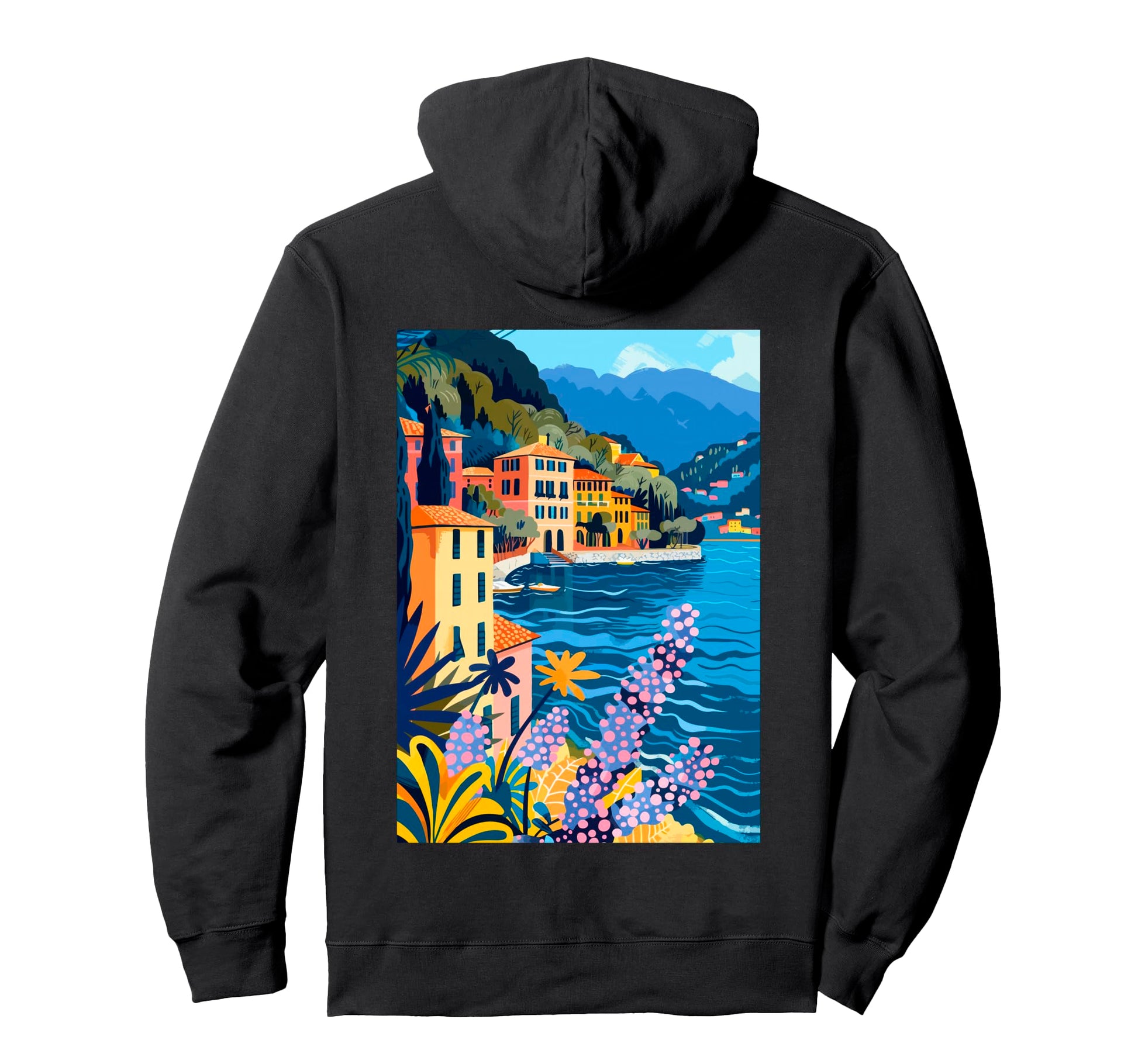 Italy Lake Como Minimalist Art Hoodie - Unique Graphic for Adults - T-Shirt, Sweatshirt, Hoodie