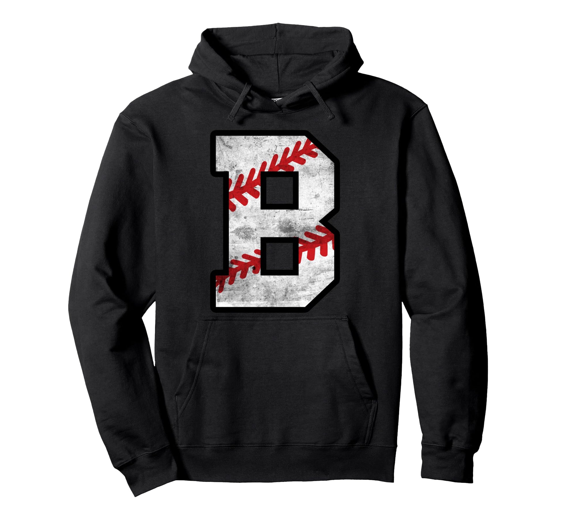 Distressed Baseball Letter B Hoodie - Custom Art Print Unisex - T-Shirt, Sweatshirt, Hoodie
