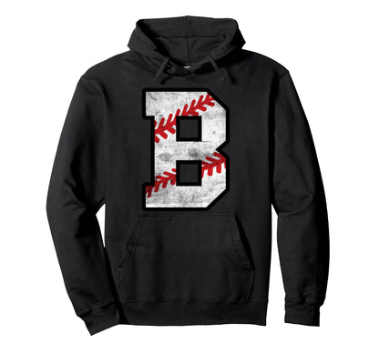 Distressed Baseball Letter B Hoodie - Custom Art Print Unisex - T-Shirt, Sweatshirt, Hoodie