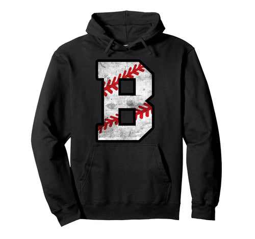 Distressed Baseball Letter B Hoodie - Custom Art Print Unisex - T-Shirt, Sweatshirt, Hoodie