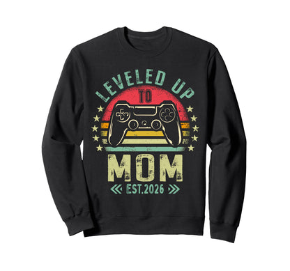 Womens Leveled Up To Mom Gamer Mommy Sweatshirt - Trendy Graphic Men Women - T-Shirt, Sweatshirt, Hoodie