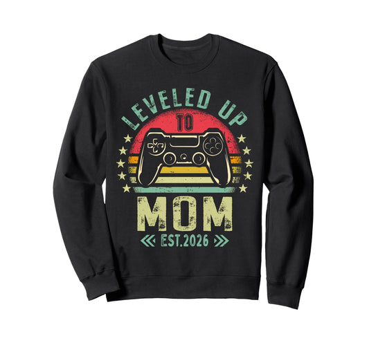Womens Leveled Up To Mom Gamer Mommy Sweatshirt - Trendy Graphic Men Women - T-Shirt, Sweatshirt, Hoodie