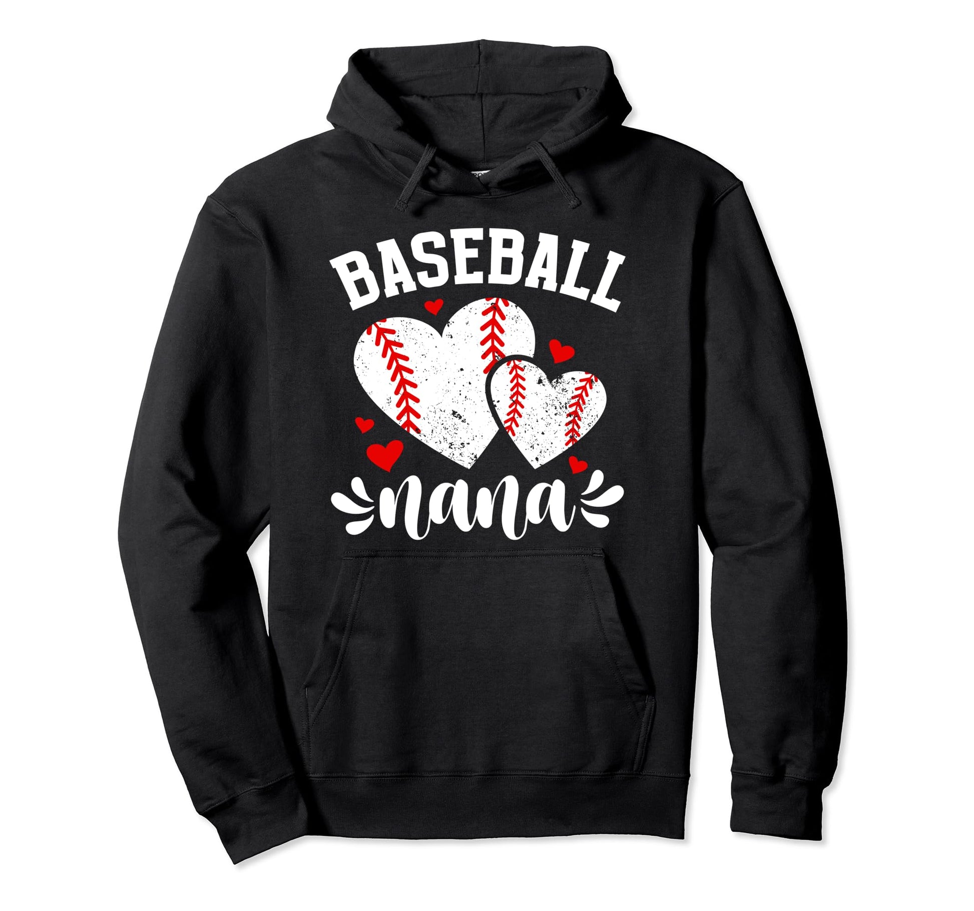 Baseball Nana Hearts Grandma Nana Hoodie - Fun Novelty Design for Adults - T-Shirt, Sweatshirt, Hoodie