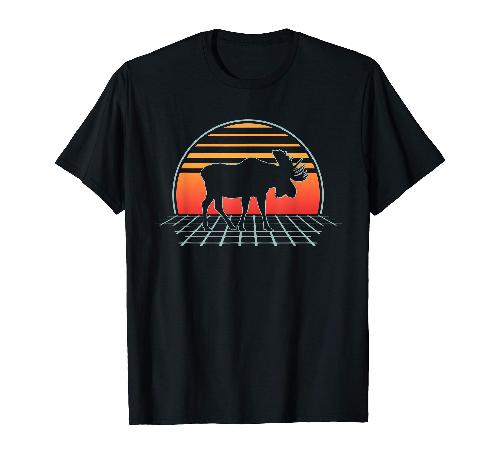 Moose 70S 80S Animal Vaporwave Aesthetic T-Shirt - Trendy Graphic Unisex - T-Shirt, Sweatshirt, Hoodie