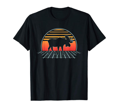 Moose 70S 80S Animal Vaporwave Aesthetic T-Shirt - Trendy Graphic Unisex - T-Shirt, Sweatshirt, Hoodie