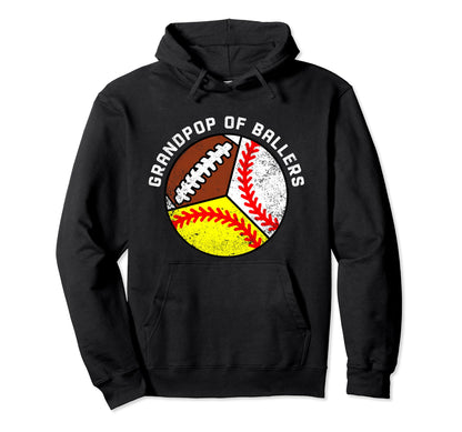 Grandpop Ballers Funny Baseball Hoodie - Casual Everyday Wear for Adults - T-Shirt, Sweatshirt, Hoodie