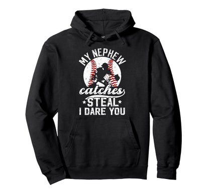 Funny Baseball Catcher Uncle Baseball Catcher Hoodie - Graphic Print Unisex - T-Shirt, Sweatshirt, Hoodie
