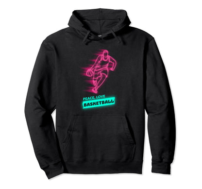 Peace Love Basketball Fans Basketball Hoodie - Streetwear Style for Adults - T-Shirt, Sweatshirt, Hoodie
