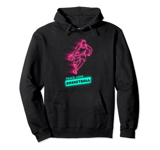 Peace Love Basketball Fans Basketball Hoodie - Streetwear Style for Adults - T-Shirt, Sweatshirt, Hoodie