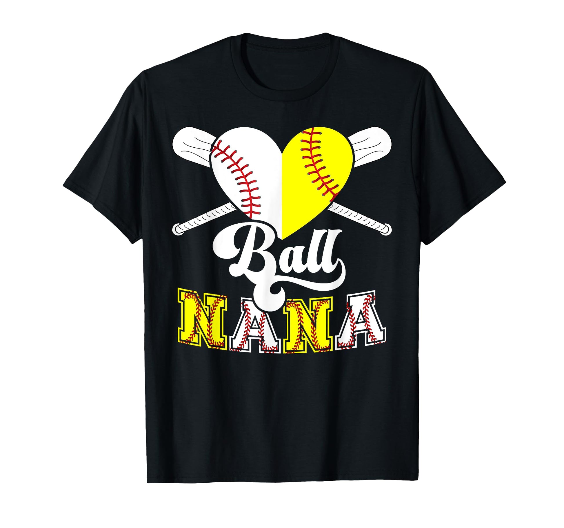 Ball Nana Heart Softball Baseball T-Shirt - Minimalist Print Men Women - T-Shirt, Sweatshirt, Hoodie