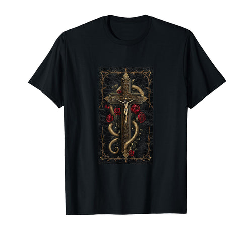 Gothic Cross Grunge Aesthetic Y2K T-Shirt - Casual Everyday Wear Unisex - T-Shirt, Sweatshirt, Hoodie
