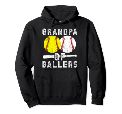 Grandpa Ballers Baseball Softball Hoodie - Streetwear Style for Adults - T-Shirt, Sweatshirt, Hoodie