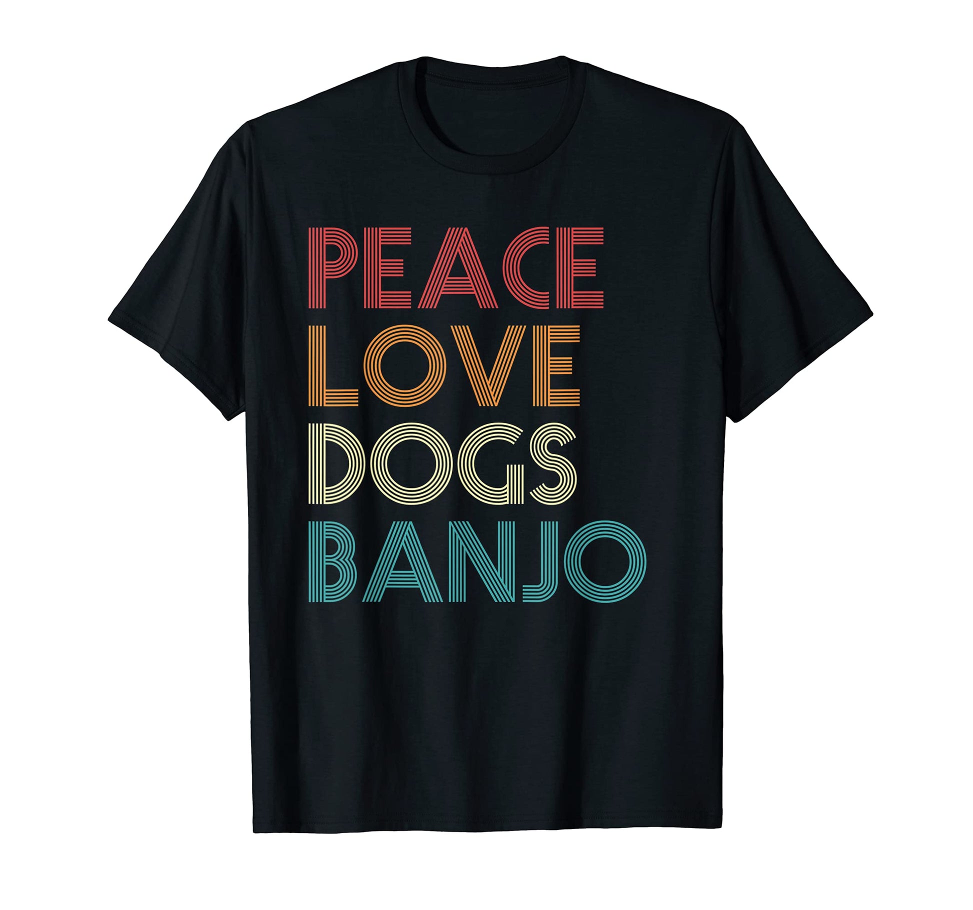 Banjo Player Bluegrass Peace Love Dogs T-Shirt - Novelty Apparel Unisex - T-Shirt, Sweatshirt, Hoodie