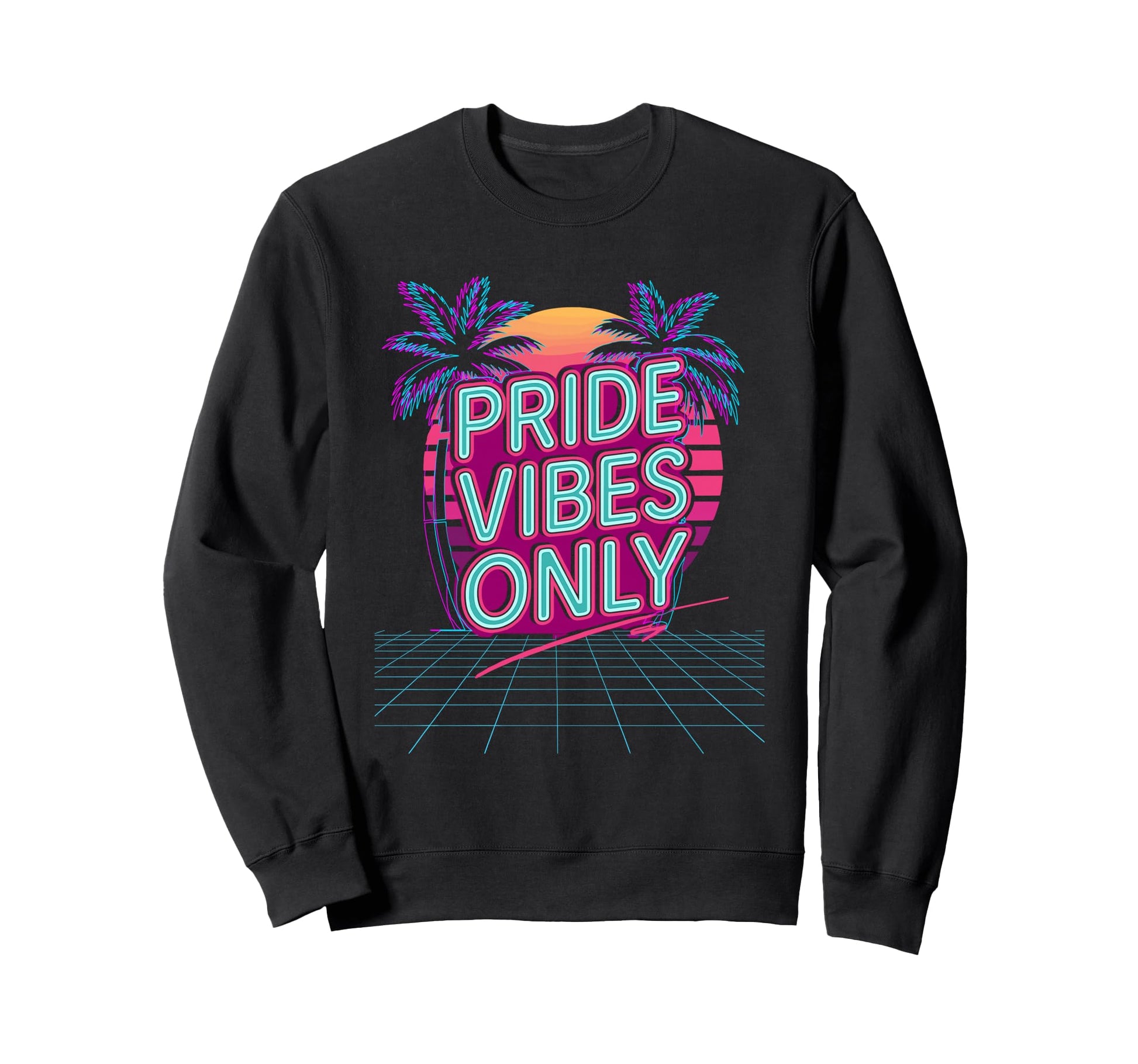 Pride Vibes Only 80S Lgbtq Gay Palm Sweatshirt - Unique Graphic Unisex - T-Shirt, Sweatshirt, Hoodie