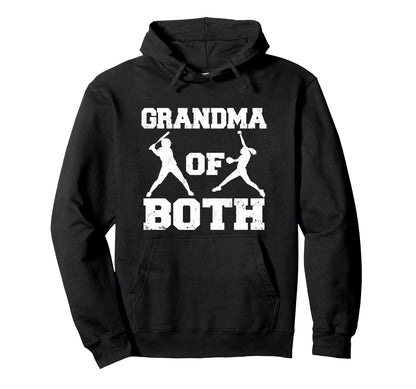 Grandma Both Funny Baseball Softball Hoodie - Aesthetic Graphic Men Women - T-Shirt, Sweatshirt, Hoodie