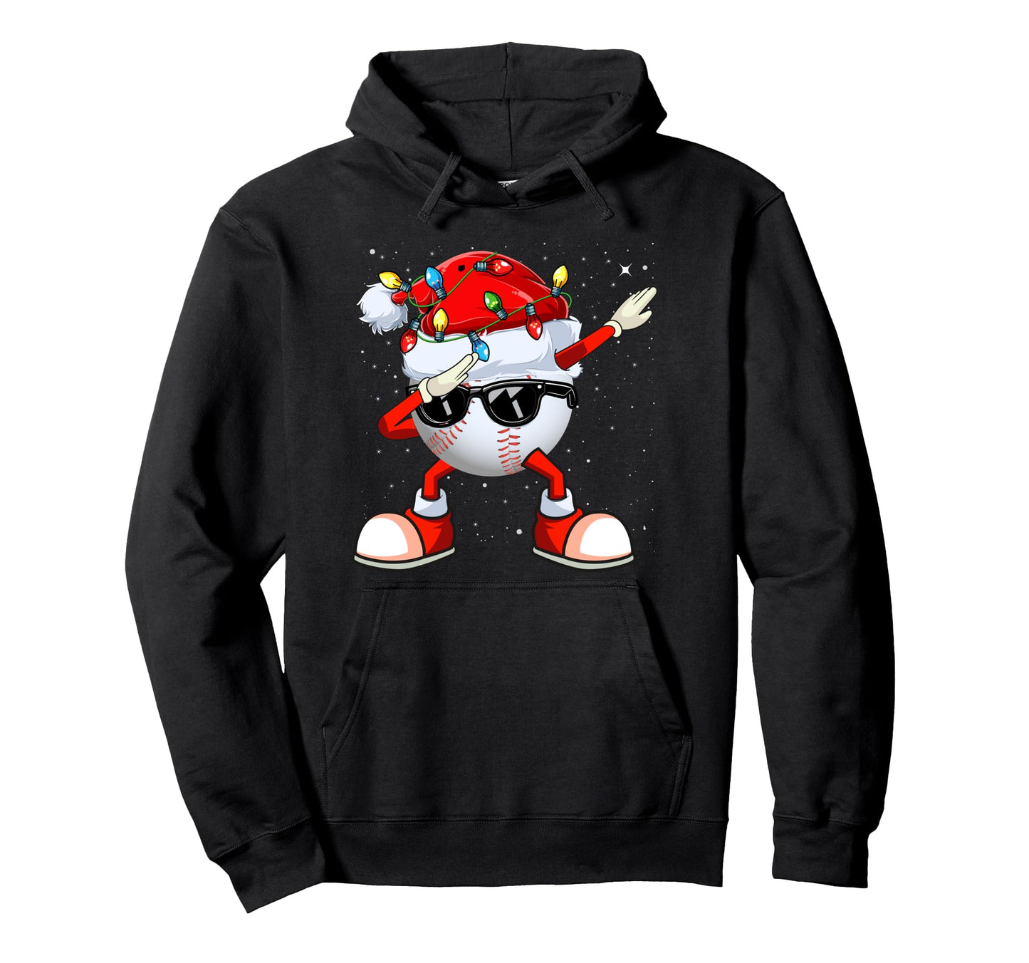 Funny Baseball Santa Hat Dabbing Baseball Hoodie - Graphic Print Unisex - T-Shirt, Sweatshirt, Hoodie