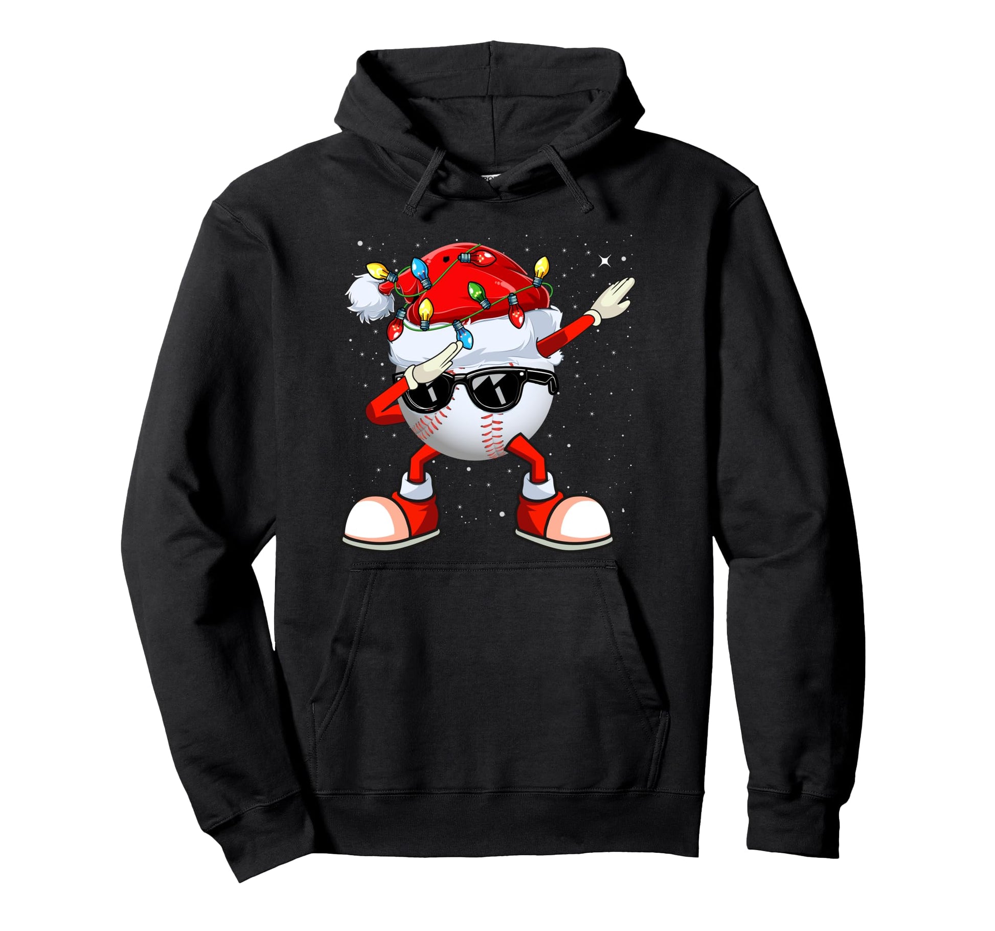 Funny Baseball Santa Hat Dabbing Baseball Hoodie - Graphic Print Unisex - T-Shirt, Sweatshirt, Hoodie