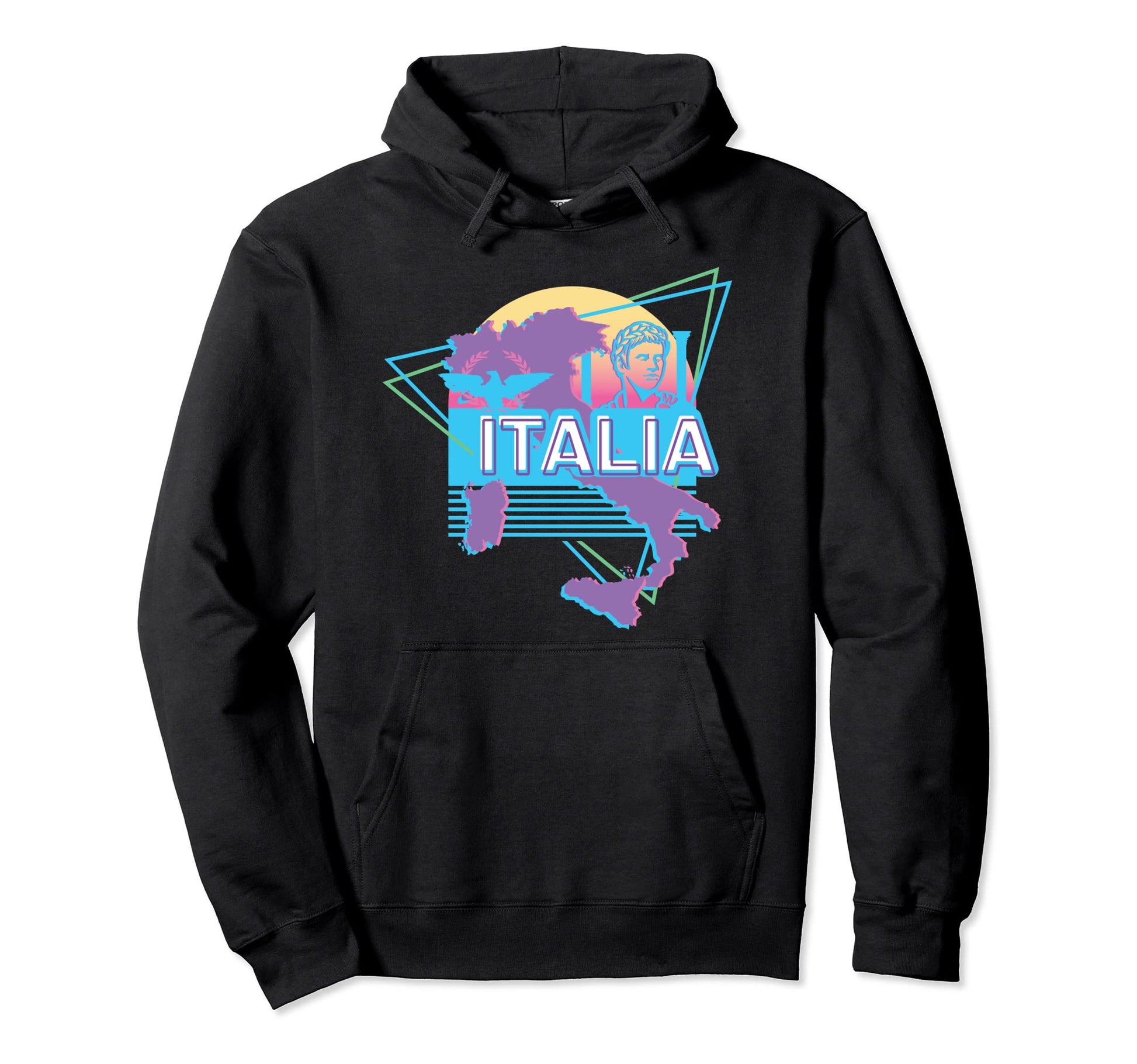 Aesthetic Italy Vaporwave Italian Map Hoodie - Trendy Graphic Men Women - T-Shirt, Sweatshirt, Hoodie