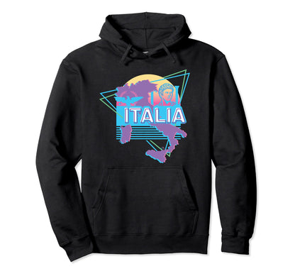 Aesthetic Italy Vaporwave Italian Map Hoodie - Trendy Graphic Men Women - T-Shirt, Sweatshirt, Hoodie
