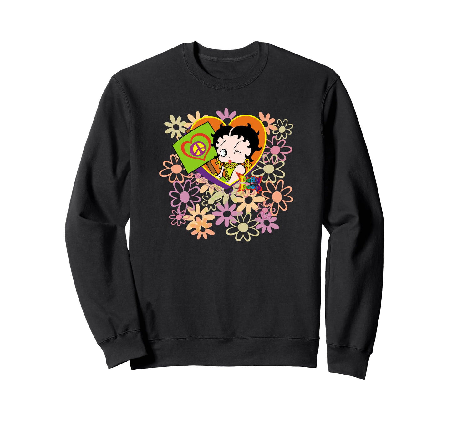 Betty Boop Peace Love And Boop Sweatshirt - Graphic Print Unisex - T-Shirt, Sweatshirt, Hoodie