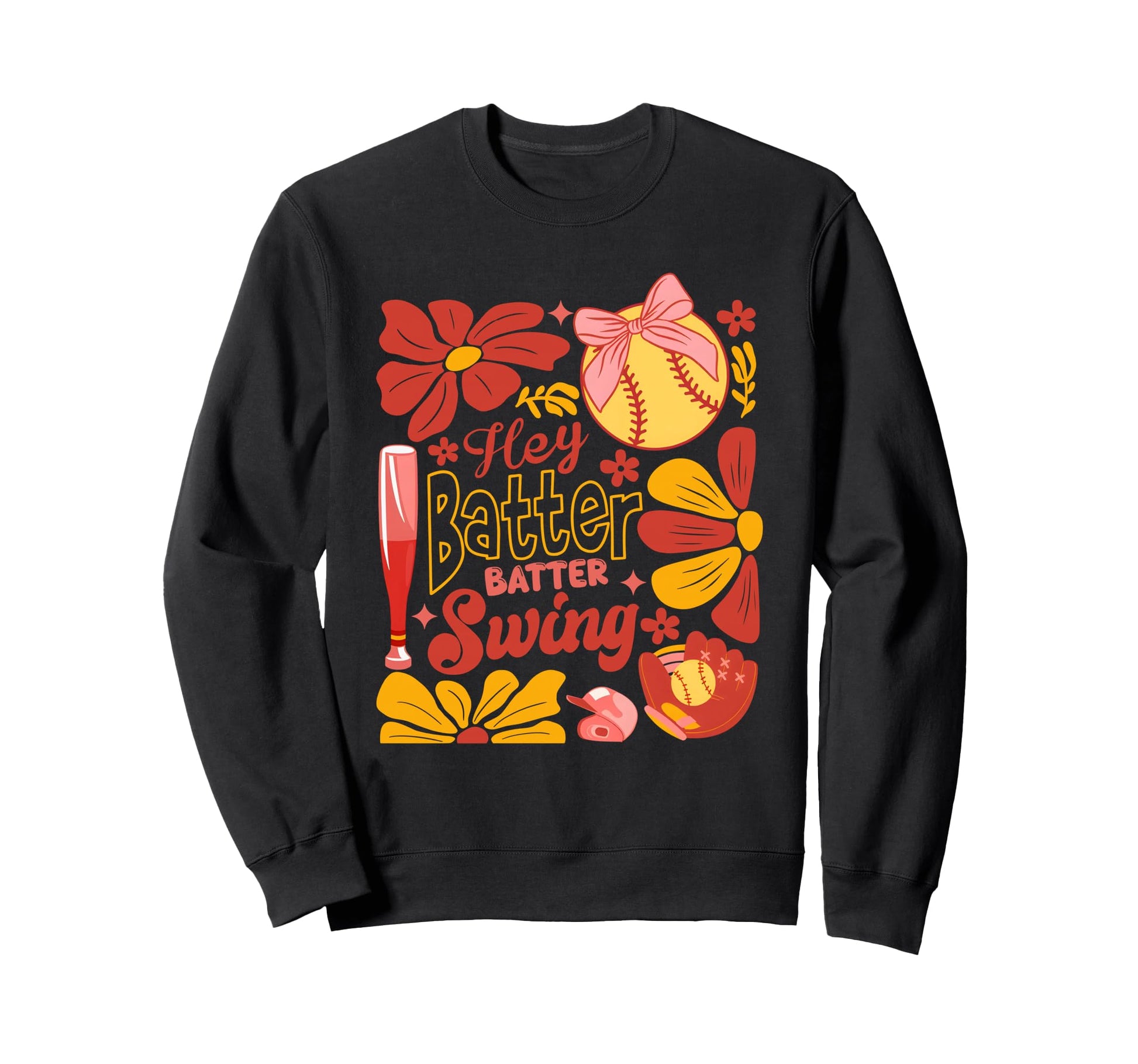 Softball Batter Batter Swing Boho Sweatshirt - Graphic Print for Adults - T-Shirt, Sweatshirt, Hoodie