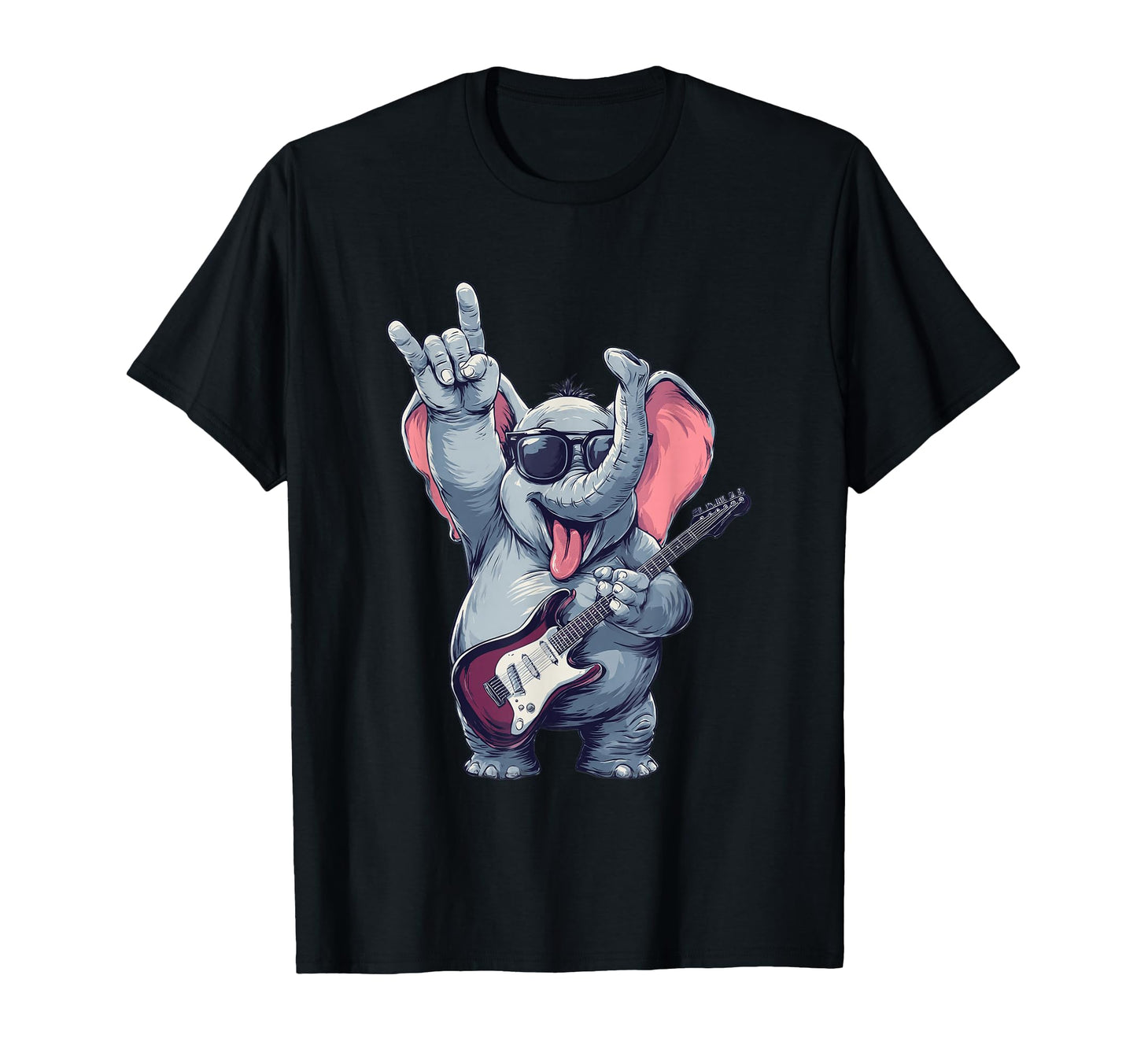 Rock Elephant Guitar Player Funny Animal T-Shirt - Custom Art Print Unisex - T-Shirt, Sweatshirt, Hoodie
