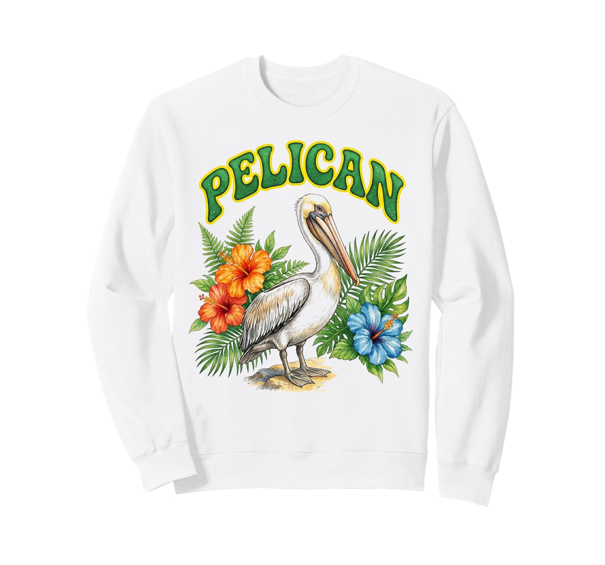 Pelican Groovy Floral Pelican Sweatshirt - Novelty Apparel Unisex - T-Shirt, Sweatshirt, Hoodie