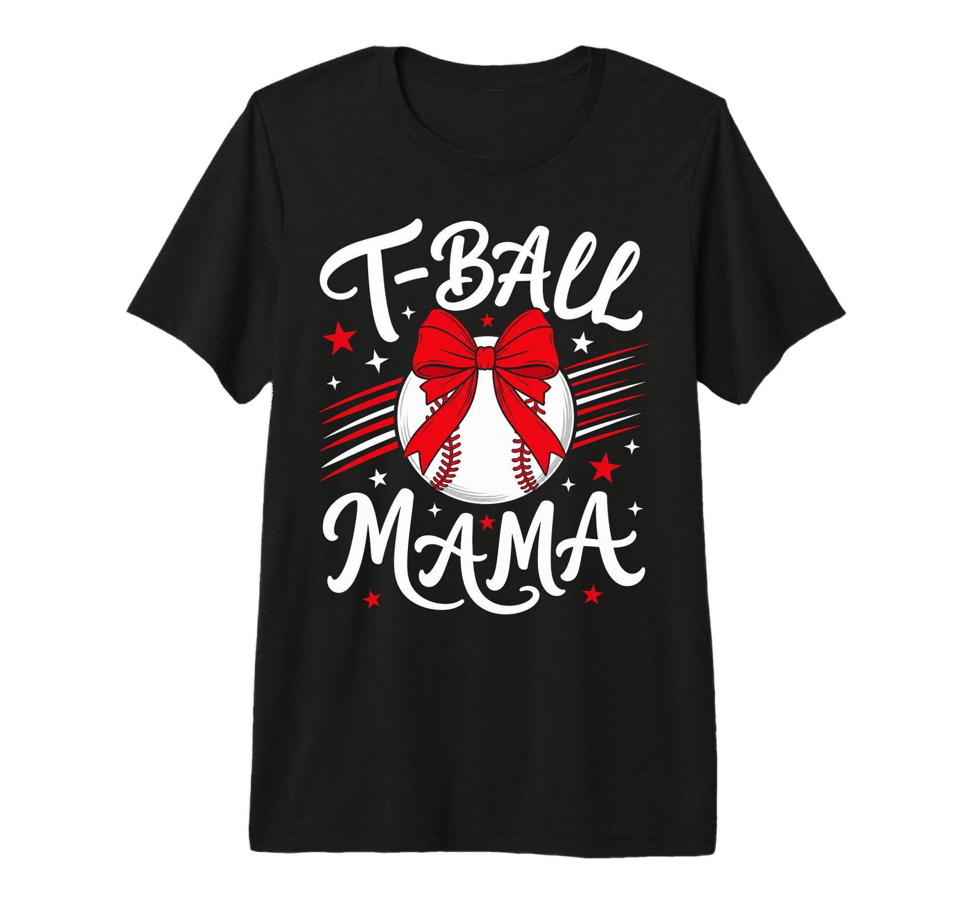 Baseball Bow T Ball Moms Tri Blend T-Shirt - Fun Novelty Design Unisex - T-Shirt, Sweatshirt, Hoodie