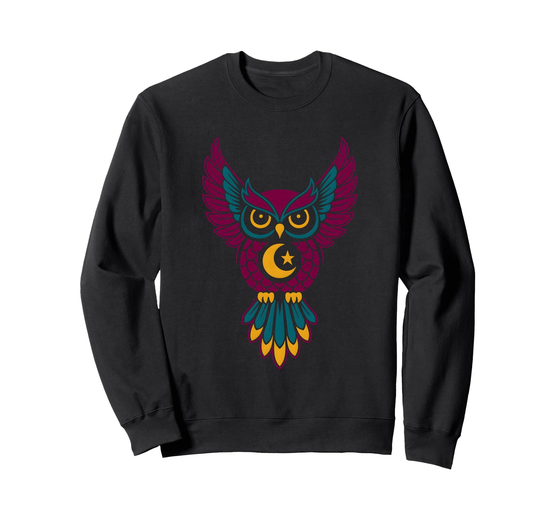 Cosmic Owl Wisdom Boho Hippie Mandala Sweatshirt - Unique Graphic Unisex - T-Shirt, Sweatshirt, Hoodie