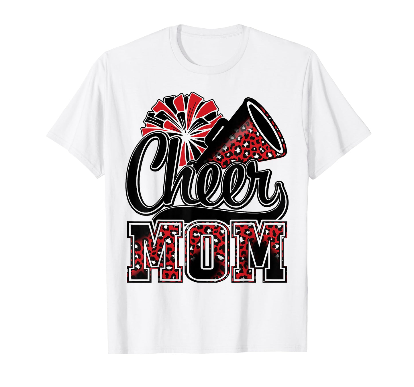 Cheer Mom Red Leopard Cheerleader T-Shirt - Custom Art Print for Adults - T-Shirt, Sweatshirt, Hoodie