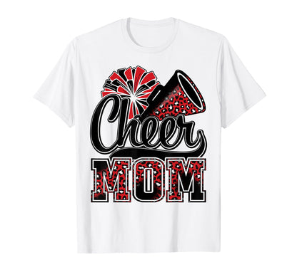 Cheer Mom Red Leopard Cheerleader T-Shirt - Custom Art Print for Adults - T-Shirt, Sweatshirt, Hoodie